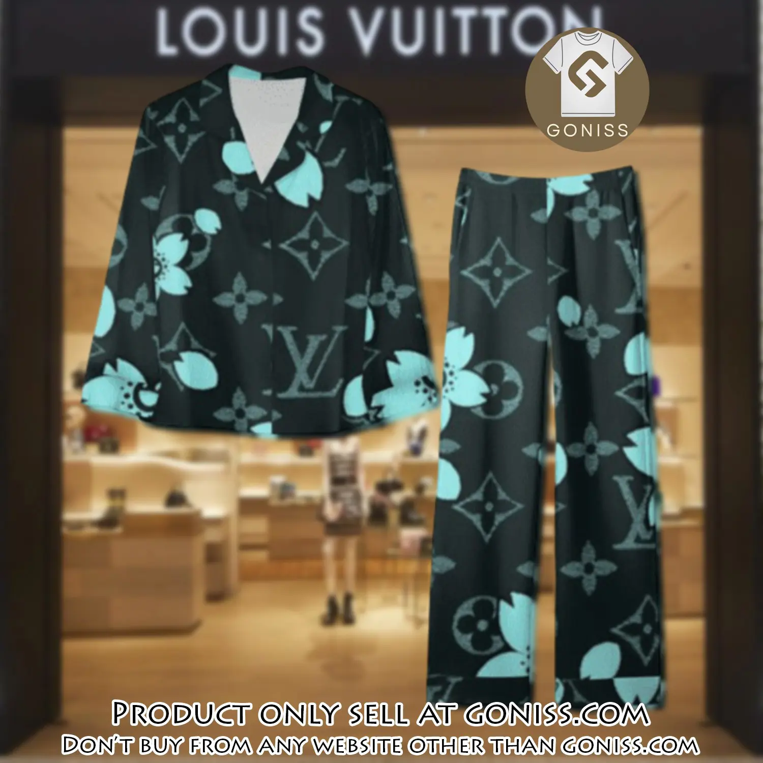 Trending luxury lv satin pajama set pjs1082 gn1207545